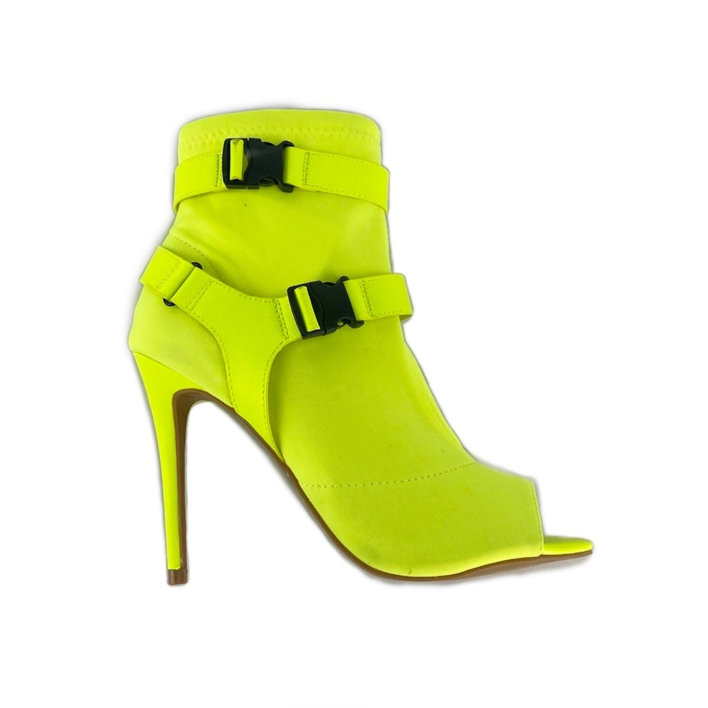 RouGE Neon Yellow Elastic Stilettos Ankle Boots 8